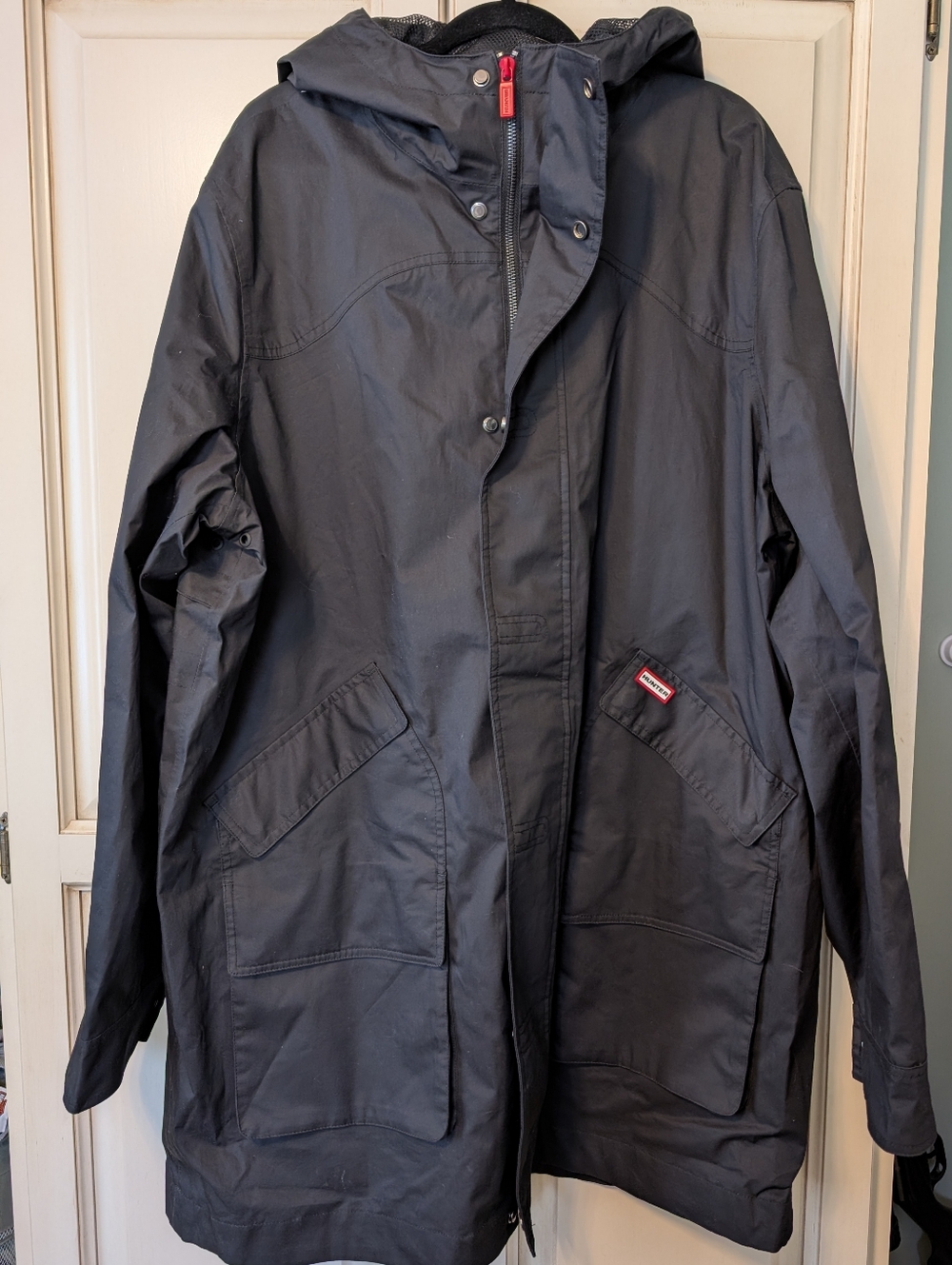 Hunter Men's Black Downing Hooded Rain Jacket NWT